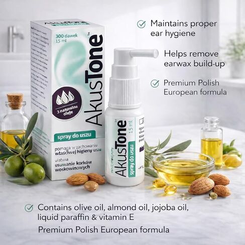 Akustone Ear Wax Removal Spray 300 doses 15ml – Ear Cleaning Kit with Natural Ingredients for Ear Hygiene – Soften & Remove Excess Earwax – Safe for Adults & Kids in Saudi Arabia