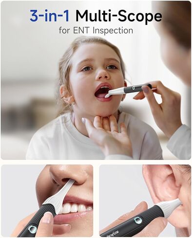 Flexible Ear Wax Removal Tool Camera, Wireless Ear Cleaner with 10MP HD Otoscope, Painless Tweezers, 12 Soft Tips, 3 Inspection Heads, Portable Earwax Removal Kit with Camera for Adults/Kids in Saudi Arabia