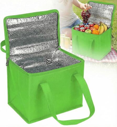Insulated Food Delivery Bag - Reusable Thermal Tote with Zipper, Leak-Proof Cooler Bag for DoorDash, Groceries, Travel & Picnics (Grey/Small) in Saudi Arabia
