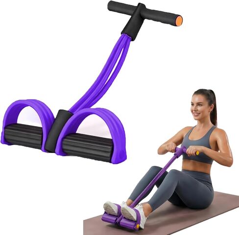 Resistance Bands with Handles, 8-Tube Elastic Foot Pedal Resistance Band, Figure 8 Resistance Band for Women 15-90LBS, Fitness Resistance Bands for Abdomen, Waist, Arm, Leg (Purple) in Saudi Arabia