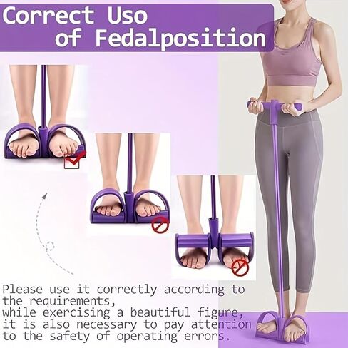Resistance Bands with Handles, 8-Tube Elastic Foot Pedal Resistance Band, Figure 8 Resistance Band for Women 15-90LBS, Fitness Resistance Bands for Abdomen, Waist, Arm, Leg (Purple) in Saudi Arabia