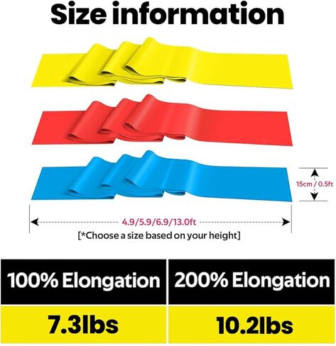 3 PCS Resistance Bands, Exercise Bands Set for Strength Training, Yoga, Long Flat Stretch Bands for Home Gym Workouts(Red, Yellow, Blue) in Saudi Arabia