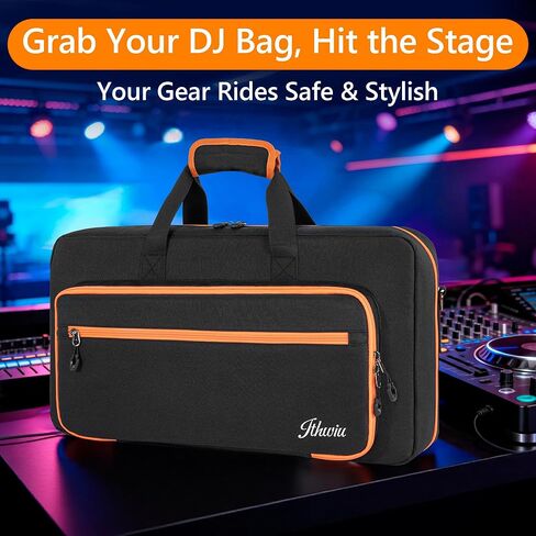 Padded DJ Controller Case Compatible with DDJ FLX4/DJ 400/DDJ REV1, DJ Carrying Bag with 5-Pocket fits up to 15.6'' Laptop, Headphones, Cables, with Adjustable Shoulder Strap, 21.5"x11.8"x2.5" in Saudi Arabia