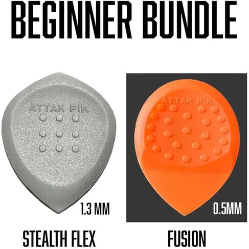 Acoustik Attak Beginner Guitar Picks Bundle – Stealth Flex 1.3mm & Fusion 0.5mm | Guitar Picks for Beginners, No-Slip Grip | Gift for Guitar Players | 18 Pack in Saudi Arabia