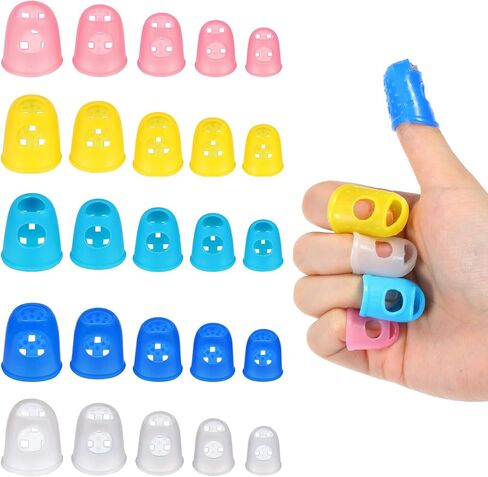 Guitar Finger Protectors, 30-Pack Silicone Fingertip Covers with Storage Case For Guitar Ukulele Banjo, Breathable Flexible Non-Slip Practice Sleeves In Mixed Colors in Kuwait