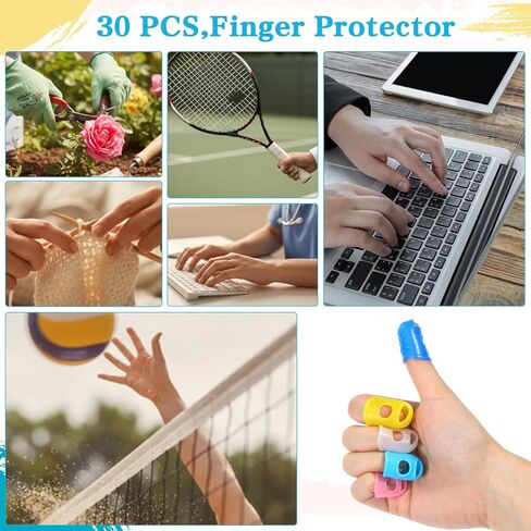 Guitar Finger Protectors, 30-Pack Silicone Fingertip Covers with Storage Case For Guitar Ukulele Banjo, Breathable Flexible Non-Slip Practice Sleeves In Mixed Colors in Kuwait