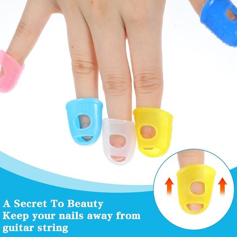 Guitar Finger Protectors, 30-Pack Silicone Fingertip Covers with Storage Case For Guitar Ukulele Banjo, Breathable Flexible Non-Slip Practice Sleeves In Mixed Colors in Kuwait