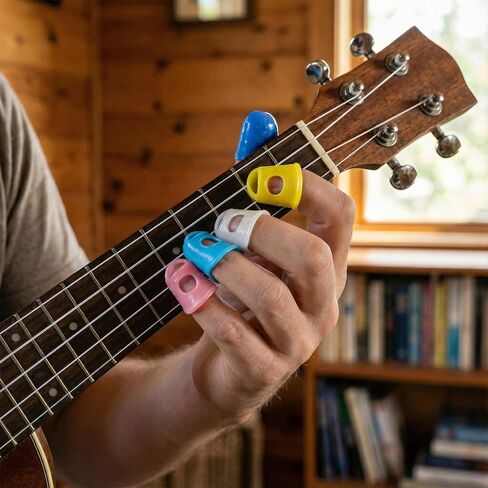 Guitar Finger Protectors, 30-Pack Silicone Fingertip Covers with Storage Case For Guitar Ukulele Banjo, Breathable Flexible Non-Slip Practice Sleeves In Mixed Colors in Kuwait