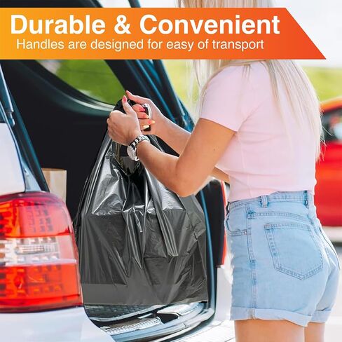 Heavy Duty Black T-Shirt Bags (1000 Count) – 11.5" x 6.5" x 22" – Strong Plastic Grocery & Shopping Bags for Restaurants, Retail and Commercial Use in Saudi Arabia