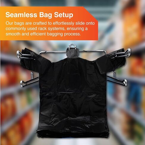 Heavy Duty Black T-Shirt Bags (1000 Count) – 11.5" x 6.5" x 22" – Strong Plastic Grocery & Shopping Bags for Restaurants, Retail and Commercial Use in Saudi Arabia