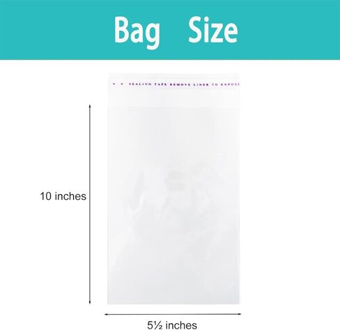 Self Sealing Cellophane Bags 200Pcs-Self-Adhesive OPP Bags - Clear, Resealable Packaging for Versatile Use-Clothes，Toys，Products，Candy,Gift,Storage (5½ x 10") in Saudi Arabia