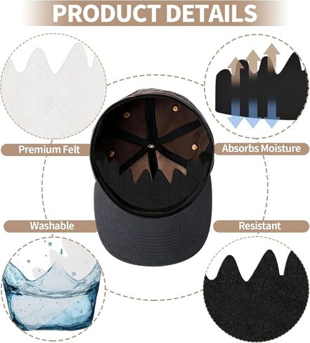 10 PCS Baseball Caps Inserts, Flexible Washable Reusable Hat Sweat Liner, Hat Liners Sweat Protection, Hat Shaper Insert, Hat Stiffener, Baseball Cap Sweat Liner (Black & White) in Saudi Arabia