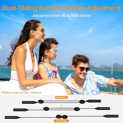 4 Pack Adjustable Anti-Slip No-Tail Glasses Strap, Sports Sunglasses Retainer for Running Fitness, Black in Saudi Arabia