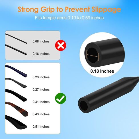 4 Pack Adjustable Anti-Slip No-Tail Glasses Strap, Sports Sunglasses Retainer for Running Fitness, Black in Saudi Arabia