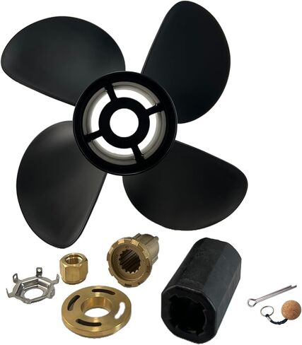 OEM الصف الألومنيوم قارب المروحة 14x17 لمحركات الزئبق الخارجية 90HP-250HP، 4-شفرة 15 خدد الأسنان RH، محور قابل للتبديل، يناسب 90 115 135 175 200 225 250HP in Kuwait