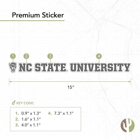 ملصق جامعة ولاية كارولينا الشمالية من صبار الصحراء Wolfpack NC State NCSU شعار الاسم ملصق من الفينيل لزجاجة مياه الكمبيوتر المحمول ودفتر قصاصات السيارة (ملصق مقاس 15 بوصة) in Saudi Arabia