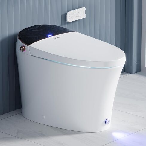 Casta Diva Smart Toilet with Tank, Foam Dispenser, Soft-Close Lid, Foot Kick & Off-seat Auto Flush, Heated Seat, Warm Water & Dryer, Blackout Flush, 1.06 GPF Digital Display with Remote(CD-Y010L) in Kuwait