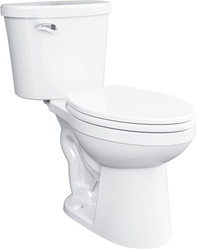 Gerber Maxwell Crest Two-Piece Toilet Elongated with 12-in Rough-in, ADA-Compliant Chair Height, High Efficiency 1.28 GPF, Soft-Close Seat and Install Kit with Wax Ring Included, White, GRS48310 in Saudi Arabia