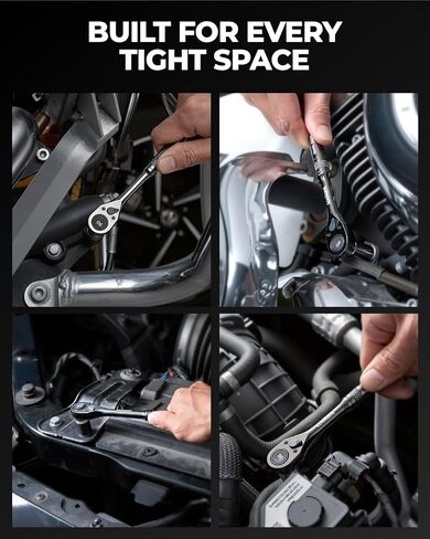 أداة سقاطة محرك 3/8 بوصة، مفتاح ربط سقاطة مدمج 90 سنًا، أرجوحة 4 درجات، لمسة نهائية من التيتانيوم الأسود مع إطلاق سريع قابل للعكس، طول 7 بوصات in Kuwait