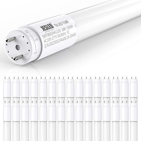 JESLED 16 حزمة 4FT T8 LED لمبات، 18W 2400LM 5000K LED أنبوب ضوء، نوع هجين A+B T10 T12 استبدال لمبات الفلورسنت، طرف واحد أو مزدوج بالطاقة، التوصيل والتشغيل أو تجاوز الصابورة، ETL in Kuwait