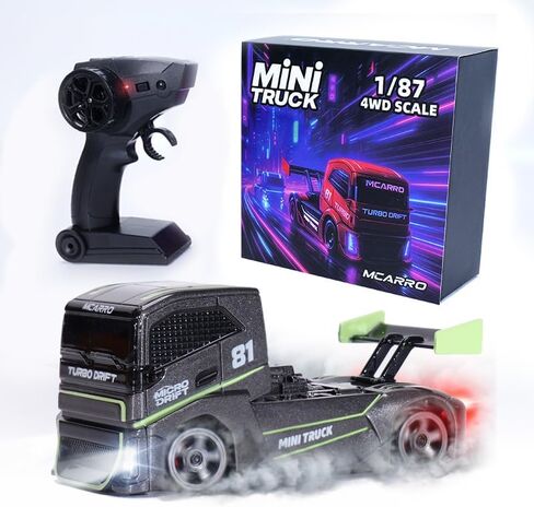 1/87 Scale Drift Rc Car - Semi-Truck Edition | 2.4GHz 4WD High-Speed Mini Remote Control Truck with Racing Lights (Gray) in Saudi Arabia