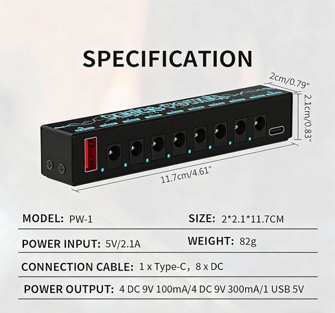 Guitar Pedal 8 Isolated DC Outputs, Low Noise, Metal Shell, Synchronous Output for Electric Guitar Effects Pedals in Saudi Arabia
