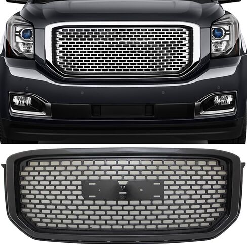 شبكة متوافقة مع 2015-2020 GMC Yukon XL، غطاء شبكة غطاء المصد الأمامي من البلاستيك ABS من البلاستيك الكروم من IKON MOTORSPORTS، 2016 2017 2018 2019 in Saudi Arabia