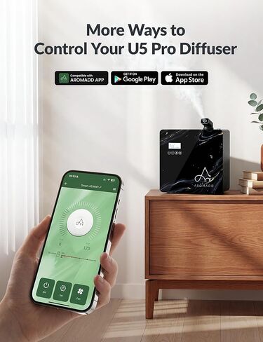 2026 موزع رائحة HVAC مُحدث بمساحة 3500 قدم مربع للمنزل، نظام رائحة منزلي كامل ذكي مع تطبيق وجهاز تحكم عن بعد، موزع روائح بدون ماء لمجموعة الفنادق للغرفة الكبيرة، تقنية الهواء البارد، 600 مل، أسود رخامي in Kuwait