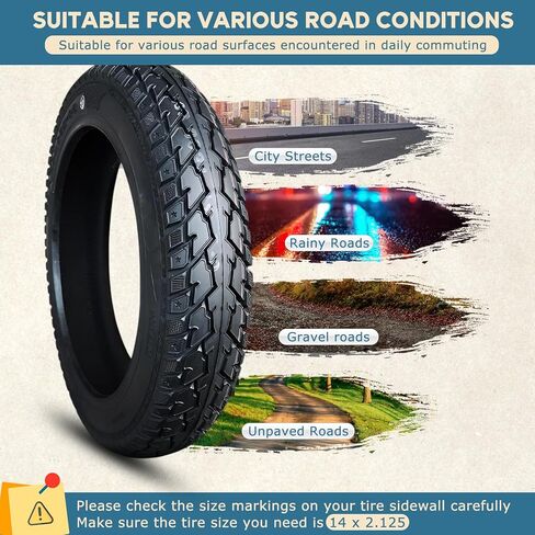 إطار بدون أنبوب 14x2.125، 14 x 2.125 8PR هيكل من النايلون للدراجة Neumático، مقاوم للثقب، مداس مضاد للانزلاق، بحد أقصى 300 كيلو باسكال، مع صمام زاوية - يناسب Ri_m فقط in Kuwait