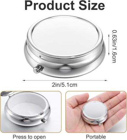 Pill Case, 2Pcs Cute Small Pill Box Portable Travel Medicine Organizer for Purse & Pocket, Waterproof Pills Container Holder for Vitamins, Medication, Fish Oil, Supplements (Silver) in Saudi Arabia