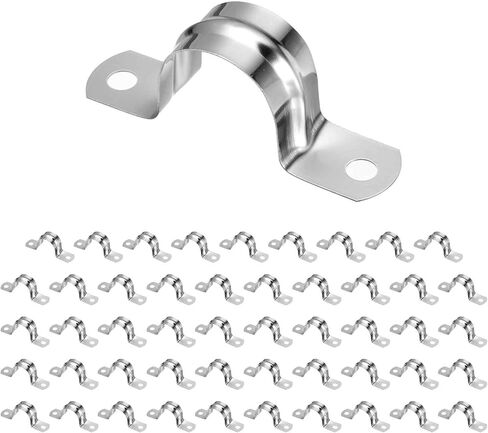 HARFINGTON 30 قطعة 1 3/8 بوصة 35 مم مشابك قناة، مشبك أنابيب M35 U، حزام أنابيب صلب من الفولاذ المقاوم للصدأ، دعامة على شكل حرف U مع فتحتين لتثبيت سلك خرطوم أنبوب الأنبوب in Kuwait