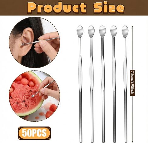 TIESOME 50Pcs Stainless Steel Wax Carving Tool, Ear Spoon Metal Ear Cleaner Portable Ear Pick Earwax Curette Ear Cleaner Tool Clay Sculpting Tools for Wax Modeling Sculpting and Shaping Engrave in Saudi Arabia