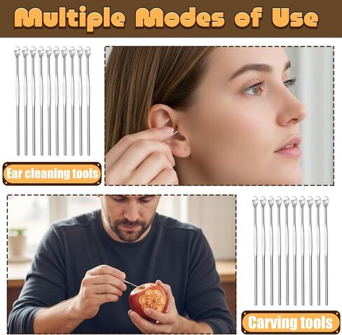 TIESOME 50Pcs Stainless Steel Wax Carving Tool, Ear Spoon Metal Ear Cleaner Portable Ear Pick Earwax Curette Ear Cleaner Tool Clay Sculpting Tools for Wax Modeling Sculpting and Shaping Engrave in Saudi Arabia