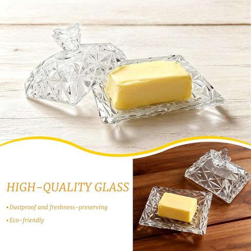 Butter Keeper Crock with Lid, Glass Butter Dish for Dust-proof and Freshness Preservation, Suitable for Home Kitchens and Restaurants, Transparent, Easy to Clean in Saudi Arabia