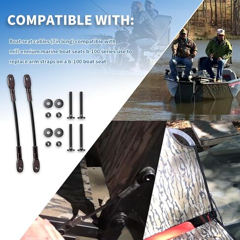 2Set of Boat Seat Cables (7in Long) Compatible with M-illennium B-100 Marine Boat Seat (Including 2Pcs 7" Boat Seat Cables, 4Pcs Bolts, 4Pcs Nuts, and 4Pcs Washers) in Saudi Arabia