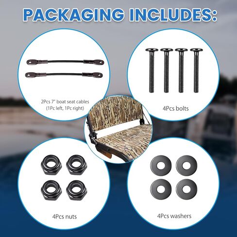 2Set of Boat Seat Cables (7in Long) Compatible with M-illennium B-100 Marine Boat Seat (Including 2Pcs 7" Boat Seat Cables, 4Pcs Bolts, 4Pcs Nuts, and 4Pcs Washers) in Saudi Arabia