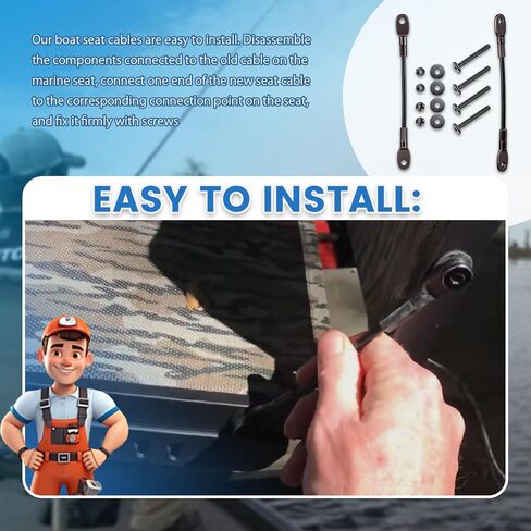 2Set of Boat Seat Cables (7in Long) Compatible with M-illennium B-100 Marine Boat Seat (Including 2Pcs 7" Boat Seat Cables, 4Pcs Bolts, 4Pcs Nuts, and 4Pcs Washers) in Saudi Arabia