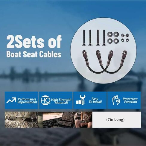 2Set of Boat Seat Cables (7in Long) Compatible with M-illennium B-100 Marine Boat Seat (Including 2Pcs 7" Boat Seat Cables, 4Pcs Bolts, 4Pcs Nuts, and 4Pcs Washers) in Saudi Arabia