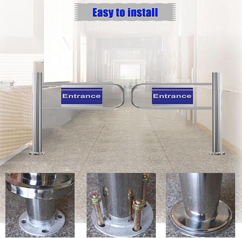 باب خروج تلقائي، بوابة مشاة متأرجحة بزاوية 90 درجة، مدخل من الفولاذ المقاوم للصدأ في اتجاه واحد لمحلات السوبر ماركت والمتاجر والعدادات - بعرض 150 سم (59 بوصة)، متين وموثوق in Kuwait