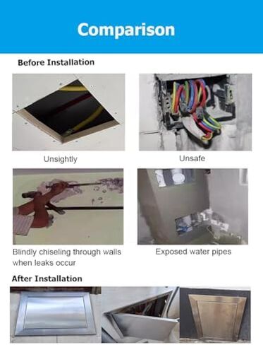 باب الوصول إلى السباكة من الفولاذ المقاوم للصدأ المخفي 4-36 بوصة، آلية فتح/إغلاق التثبيت F، لوحة السقف للجدار الجاف، فتحة الوصول إلى عمود الخدمة (66 × 66 سم / 26 × 26) in Kuwait