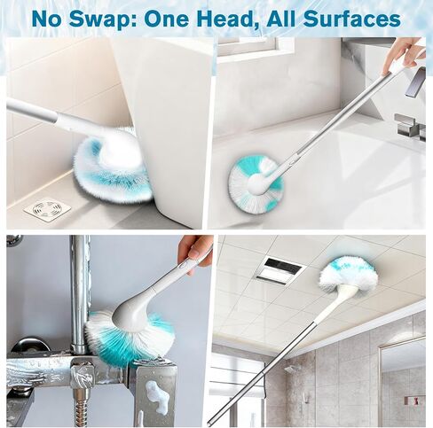 Tub Tile Scrubber Brush with 48" Long Handle, 2026 Version 1 Pc Non-Scratch Soft Tub Mop, All-in-One Adjustable Bathroom Brush for Bathtub, Shower, Sink, Faucet, and Wall Tile（1） in Saudi Arabia
