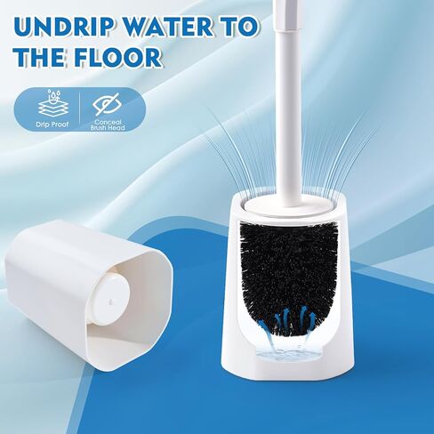 2 Pack Toilet Brush for Bathroom, Toilet Brush and Holder Set, Toilet Bowl Brush with Long Handle for Drip-Proof Deep Cleaning with Hidden Scrubber Brush White in Kuwait