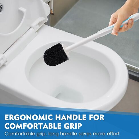 2 Pack Toilet Brush for Bathroom, Toilet Brush and Holder Set, Toilet Bowl Brush with Long Handle for Drip-Proof Deep Cleaning with Hidden Scrubber Brush White in Kuwait
