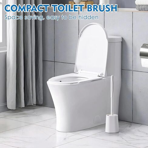 2 Pack Toilet Brush for Bathroom, Toilet Brush and Holder Set, Toilet Bowl Brush with Long Handle for Drip-Proof Deep Cleaning with Hidden Scrubber Brush White in Kuwait