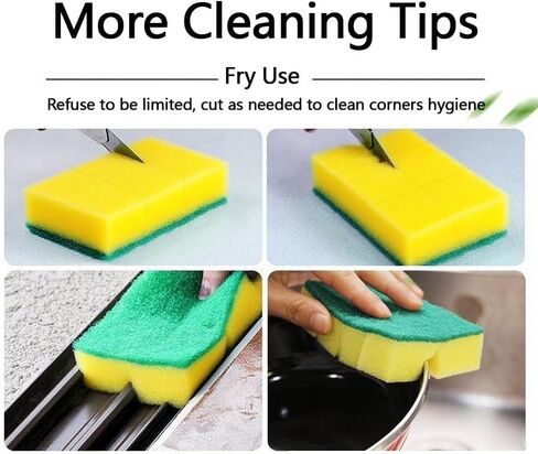 10 Pack Kitchen Cleaning Sponges, Dual Side Cleaning Dish Sponges for Home and Kitchen, Anti-Scratch Scrubbing Sponges in Saudi Arabia