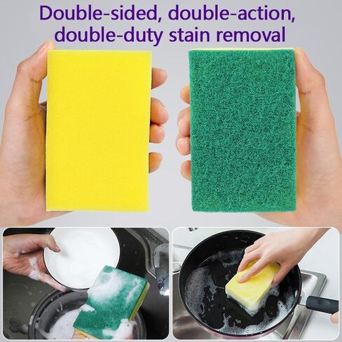 10 Pack Kitchen Cleaning Sponges, Dual Side Cleaning Dish Sponges for Home and Kitchen, Anti-Scratch Scrubbing Sponges in Saudi Arabia