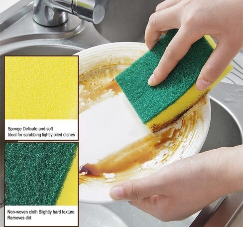 10 Pack Kitchen Cleaning Sponges, Dual Side Cleaning Dish Sponges for Home and Kitchen, Anti-Scratch Scrubbing Sponges in Saudi Arabia