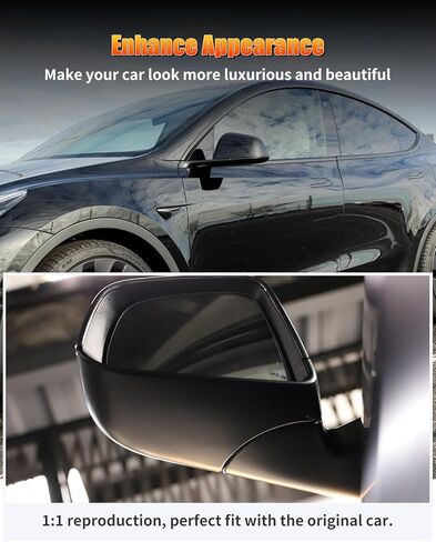 غطاء سفلي للمرآة، غطاء قاعدة مرآة الرؤية الخلفية لجانب الركاب متوافق مع طراز Tesla 3 2021-2023، OE 8202102 8202202 22873005 22873006 (أسود، موديل 3 جانب الركاب) in Kuwait