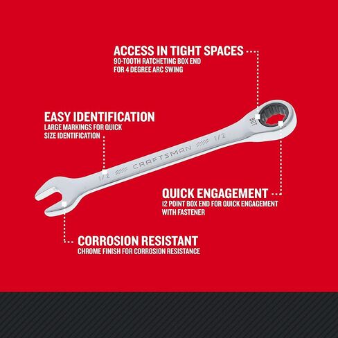 مجموعة مفاتيح ربط السقاطة من كرافتس مان، 20 قطعة، مجموعة مفاتيح ربط بسقاطة 90 سنًا SAE/مترية مع حقيبة، أرجوحة قوسية 4 درجات (CMMT87220) in Kuwait