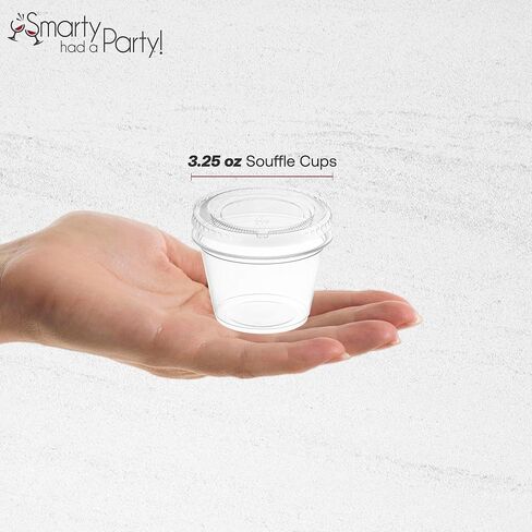 Smarty Had A Party Portion Cups with Lids, 3.25 oz, 2500 Sets Clear Disposable Condiment Cups with Leak-Resistant Snap-On Lids for Sauces, Soufflé & Dressing Samples – Food Service & Catering in Saudi Arabia